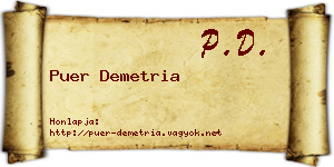 Puer Demetria névjegykártya